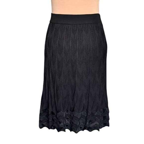 NWT Missoni Midi Skirt Sz.L /46 Black Knit Textured A-Line Designer 90s Italian - Picture 5 of 14